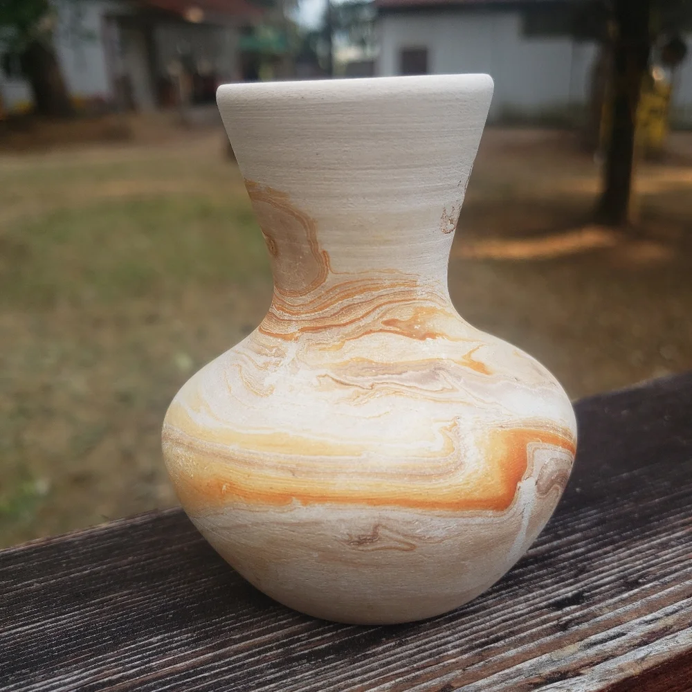 Mini Nemadji Pottery - Painted Swirl Vase - MINI